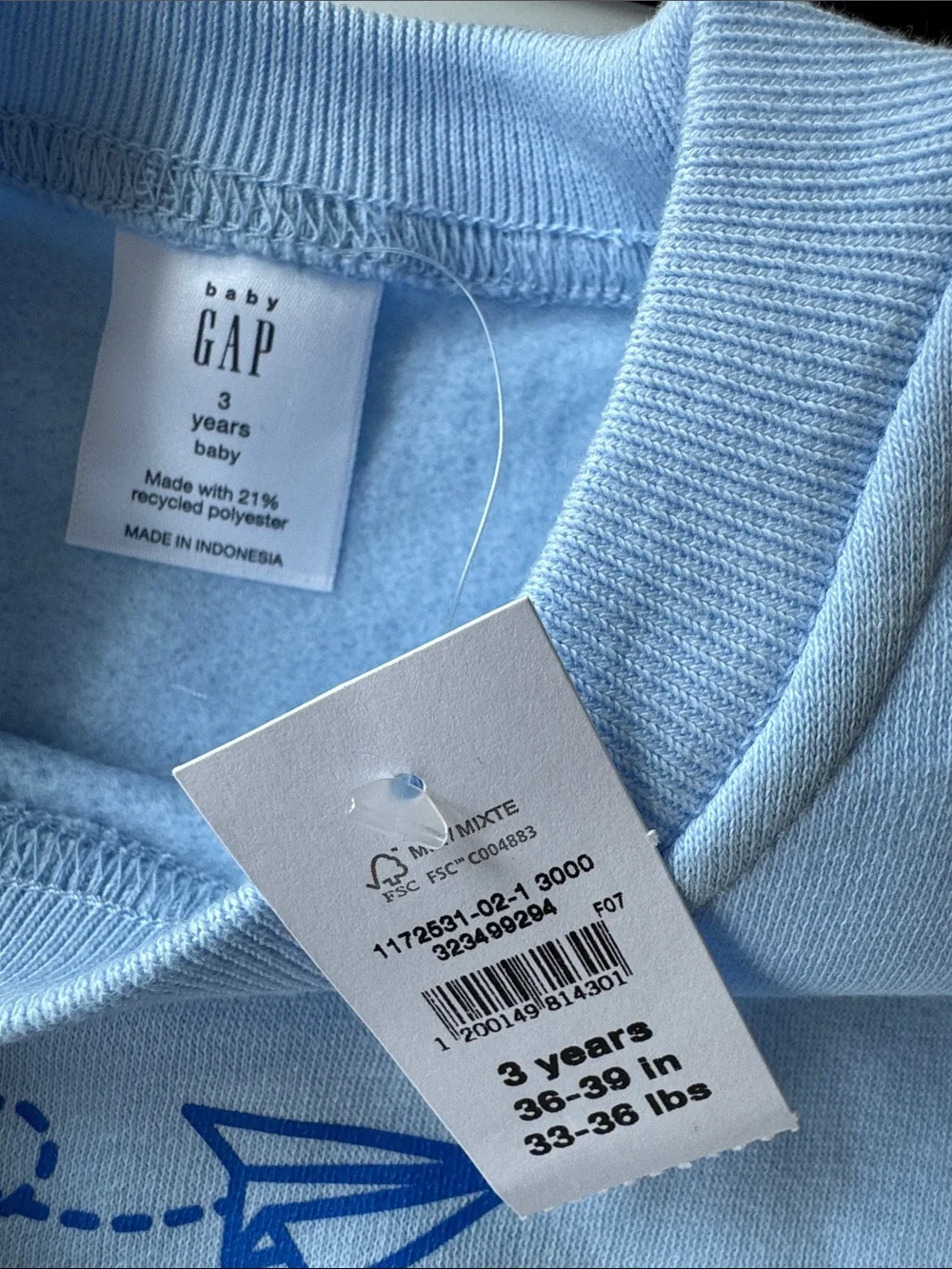Kids Light Blue Graphic Sweatshirt -3Y